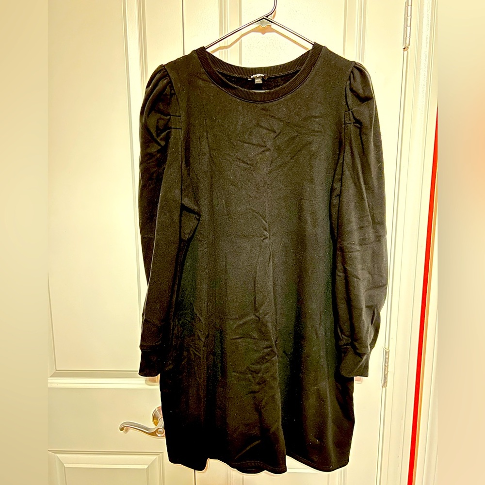 EXPRESS long-sleeved sweatshirt dress with rouched shoulders XL